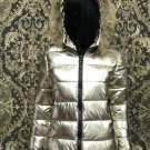 Men Women Active Wear Top Jacket Ski Snow Nylon Shine Glanz Silver Metallic Fur