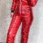 Mens Womens Customized Metallic Red Ski Suit Snow Winter Glanznylon Anzug Glossy