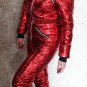 Mens Womens Customized Metallic Red Ski Suit Snow Winter Glanznylon Anzug Glossy