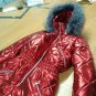 Mens Womens Customized Metallic Red Ski Suit Snow Winter Glanznylon Anzug Glossy