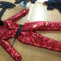 Mens Womens Customized Metallic Red Ski Suit Snow Winter Glanznylon Anzug Glossy