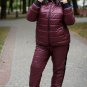 Man Woman Metallic Silver Nylon Winter Track Suit Snow Jacket Trousers Pants Fur