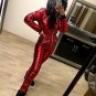 Silver Customized Metallic Mens Womens Winter Ski Suit Overall Anzug Glanz nylon