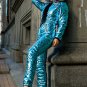 Silver Customized Metallic Mens Womens Winter Ski Suit Overall Anzug Glanz nylon