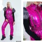 Man Woman Winter Suit Vest Jacket Pants Trousers Sport Outwear Silver Metallic