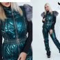 Man Woman Winter Suit Vest Jacket Pants Trousers Sport Outwear Silver Metallic