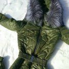 Men Women Winter Ski Snow Suit Track One Piece Warm Active Wear Army Green Nylon