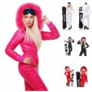 Male Female Overall One Piece Ski Suit Tracksuit Snow Nylon Winter Hot Pink Anzu