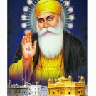 Guru Nanak Devji With Golden Temple Sparkle Print Wall Sticker Poster Without Frame (20 X 28 Inches)