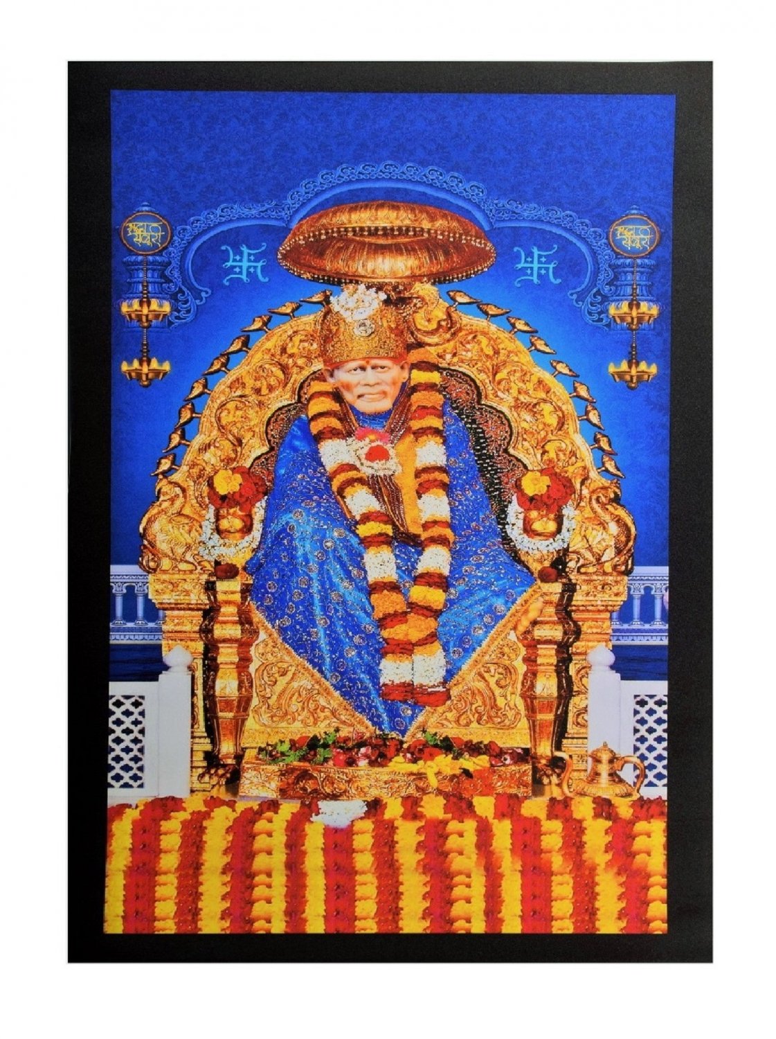 Sai Baba Sparkle Print Wall Sticker Poster Without Frame (20 X 28 Inches)