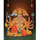 Panchmukhi Hanuman Sparkle Print Wall Sticker Poster Without Frame (20 X 28 Inches)