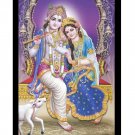 Radha Krishna Sparkle Print Wall Sticker Poster Without Frame (20 X 28 Inches)