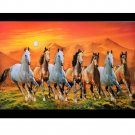 Sparkle Print  Vatsu Sunrise with 7 horses Wall Sticker Poster Without Frame (20 X 28 Inches)