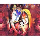 Sparkle Print Photo Of Modern Art Radha-Krishna  Wall Sticker Poster Without Frame (20 X 28 Inches)