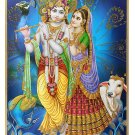 Vintage Golden Zari Art Work Photo Of Radha Krishna  Poster Without Frame (25 X 36 Inches)