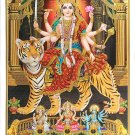 Vintage Golden Zari Art Work Photo Of Maa Durga Poster Without Frame (25 X 36 Inches)
