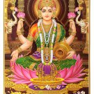 Golden Zari Art Work Photo Of Laxmi Poster Without Frame (25 X 36 Inches)