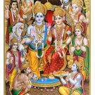 Indian God Golden Zari Art Work Photo Of Ram Darbar Poster Without Frame (25 X 36 Inches)