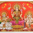 Golden Zari Art Work Photo Of Diwali Pooja Unframed Rolled Wall Poster (25 X 36 Inches)
