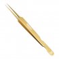 6PCS Complete Gold Titanium Coated Eyelash Extension Tweezers Set With Gold Metallic Magnetic Pouch