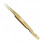 6PCS Complete Gold Titanium Coated Eyelash Extension Tweezers Set With Gold Metallic Magnetic Pouch