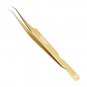 6PCS Complete Gold Titanium Coated Eyelash Extension Tweezers Set With Gold Metallic Magnetic Pouch