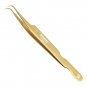 6PCS Complete Gold Titanium Coated Eyelash Extension Tweezers Set With Gold Metallic Magnetic Pouch