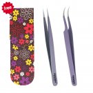 Metallic Purple Powder Coated Tweezers, with FREE Multi Color Flower Magnetic Double Tweezers Pouch