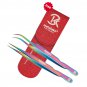 Multi Titanium Coated Tweezers with Red Metallic Double Tweezer Pouch