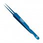 6PCS Complete Blue Titanium Coated Eyelash Extension Tweezers