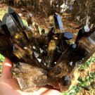 TOP!!Natural smoky black quartz cluster crystal specimen healing yellow Quartz
