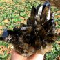 TOP!!Natural smoky black quartz cluster crystal specimen healing yellow Quartz