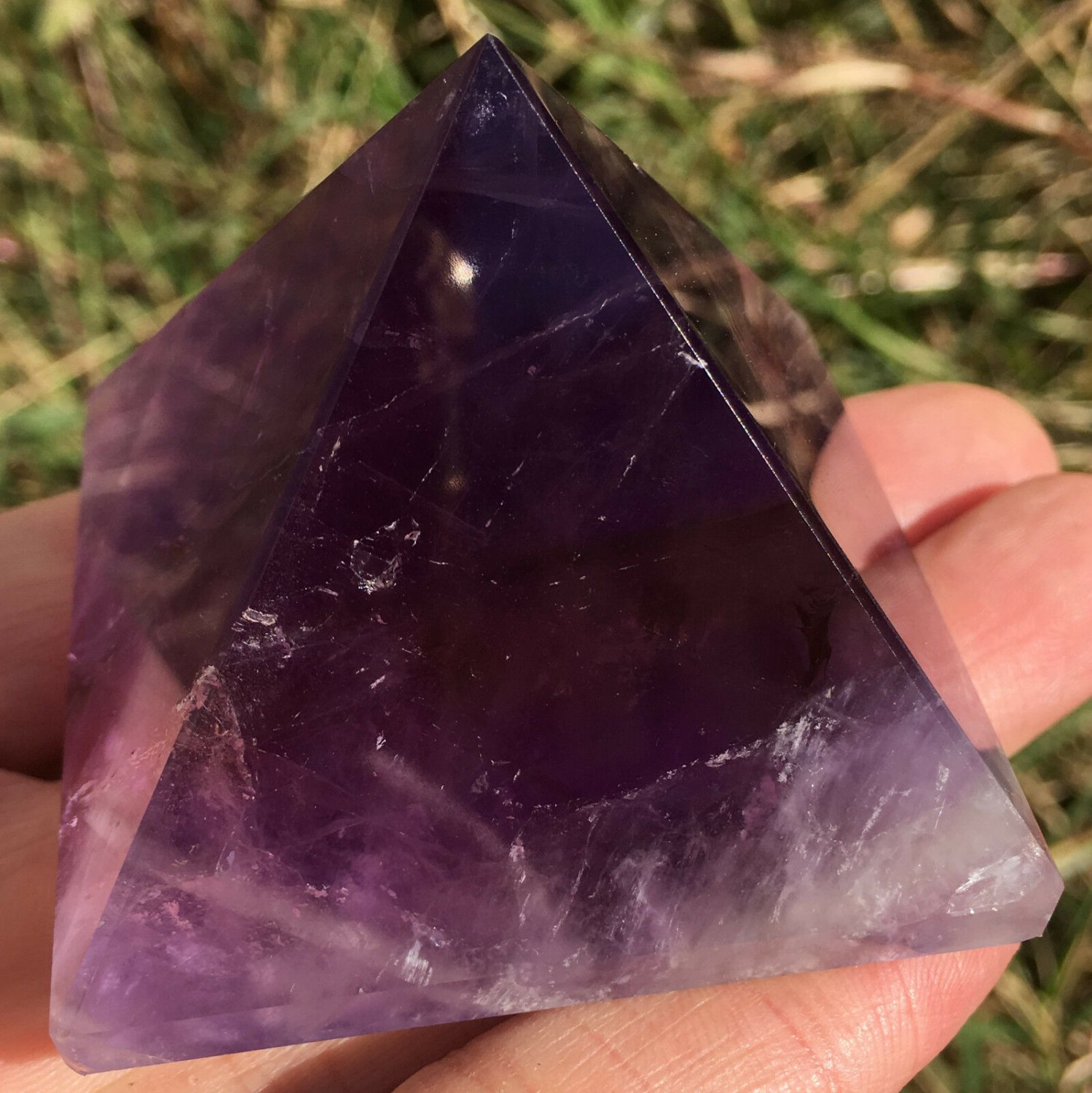 164g Large Natural beautiful Amethyst Quartz Crystal Pyramid Healing  #ZH38