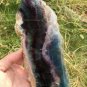 618g RARE HUGE NATURAL Blue Fluorite Quartz Crystal point Healing  Y4