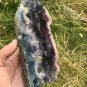 618g RARE HUGE NATURAL Blue Fluorite Quartz Crystal point Healing  Y4