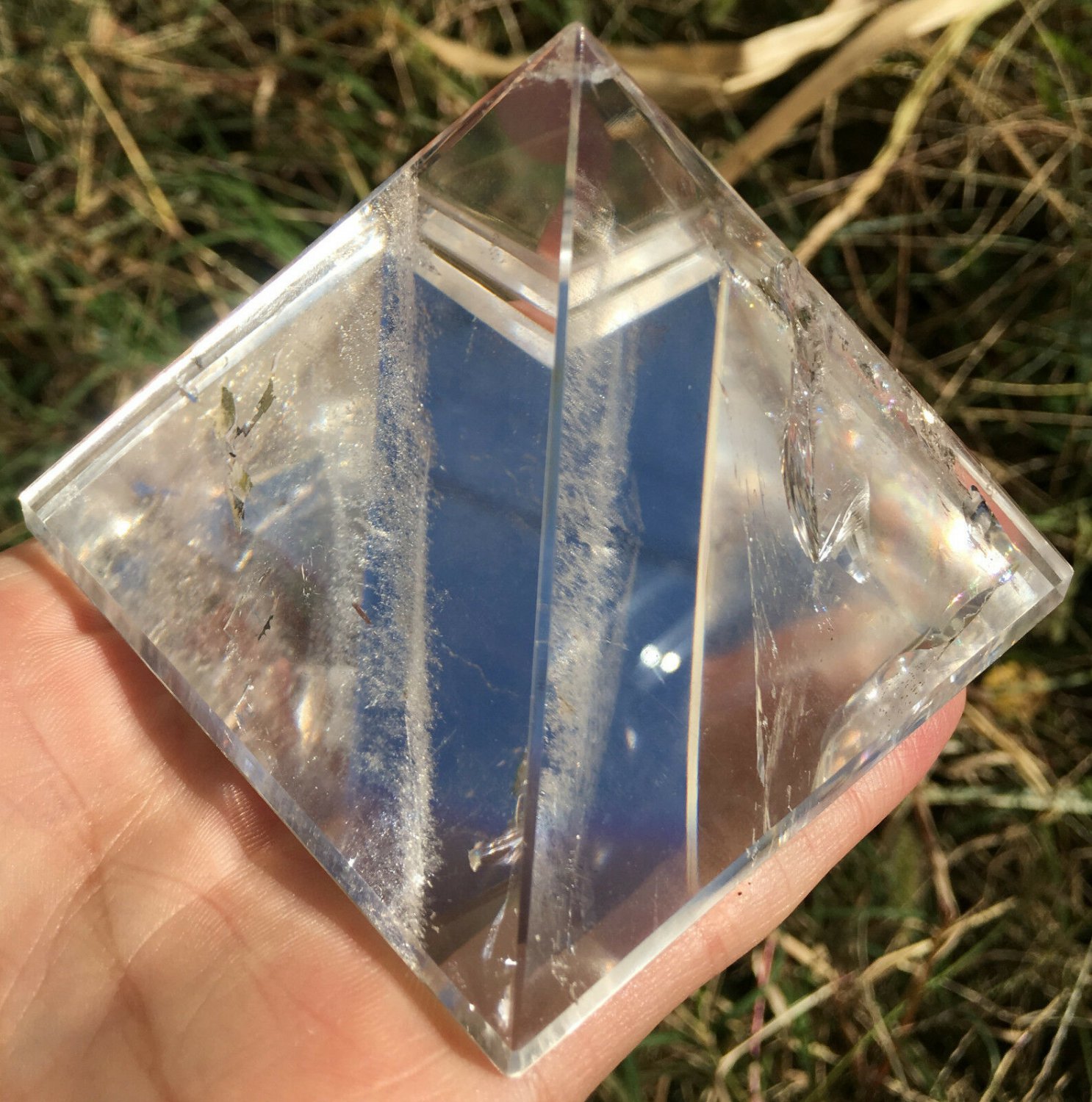TOP!! Large Natural beautiful Rock Crystal Quartz Crystal Pyramid Healing  #ZH38