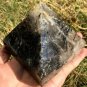 989g Large Natural beautiful tourmaline Quartz Crystal Pyramid Healing #ZH35