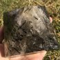 989g Large Natural beautiful tourmaline Quartz Crystal Pyramid Healing #ZH35