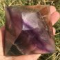 524g Large Natural beautiful fluorite Quartz Crystal Pyramid Healing #ZH46