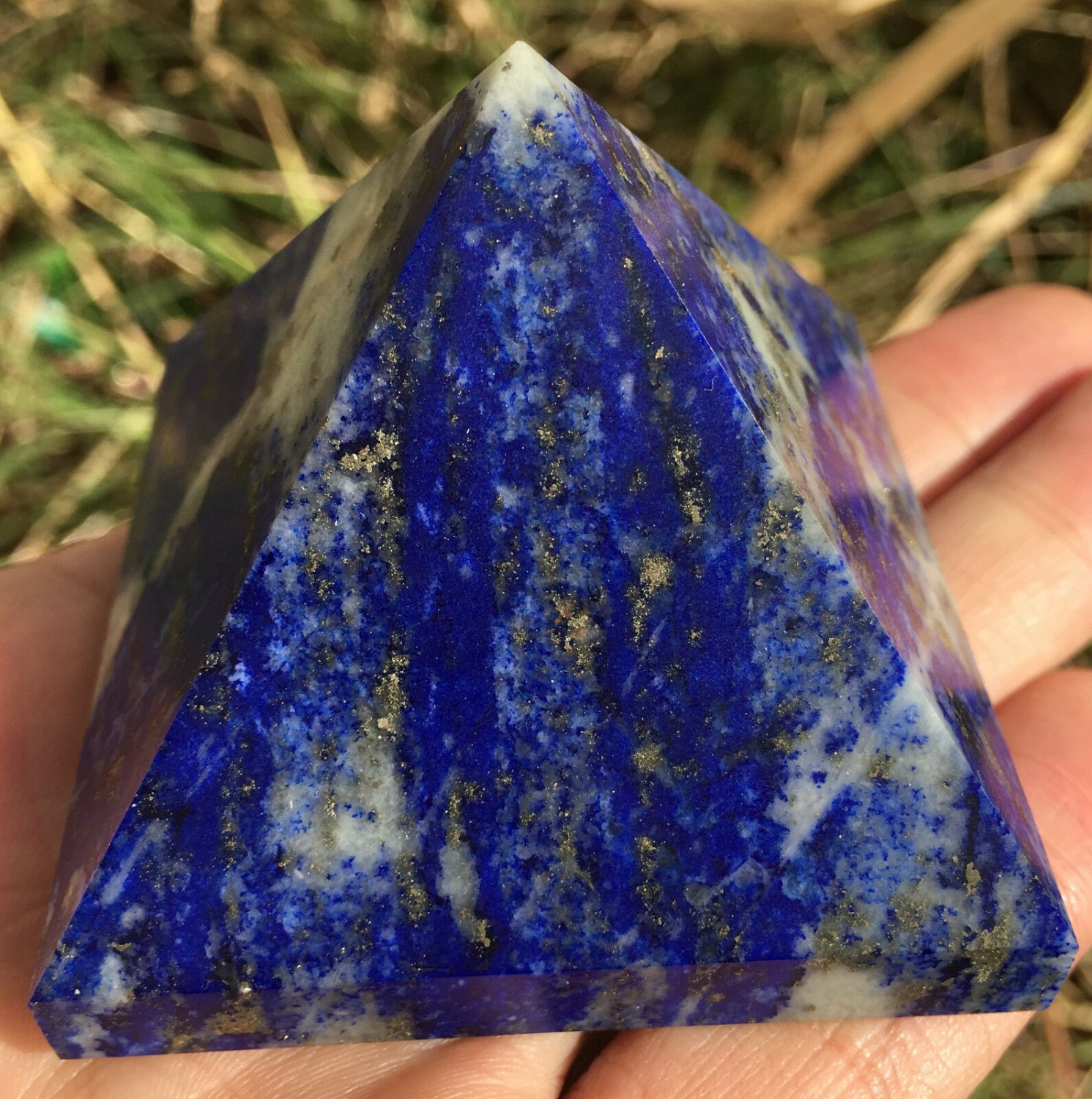 236g Large Natural beautiful lazurite Quartz Crystal Pyramid Healing  #ZH43