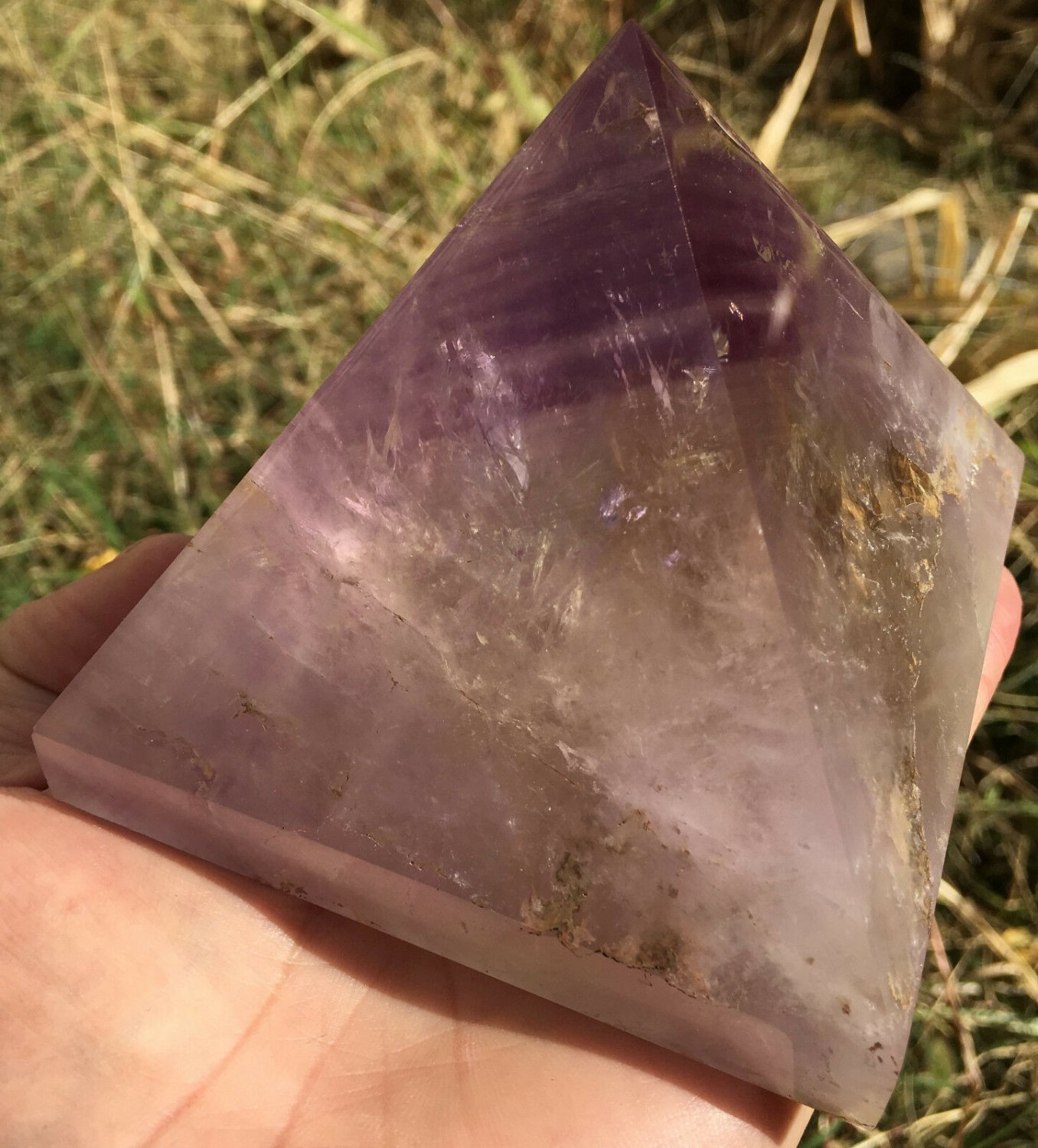 846g Large Natural beautiful Amethyst Quartz Crystal Pyramid Healing  #ZH37