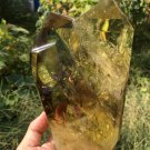 TOP!! Large Natural transparent double-headed citrine crystal quartz tower 1038g