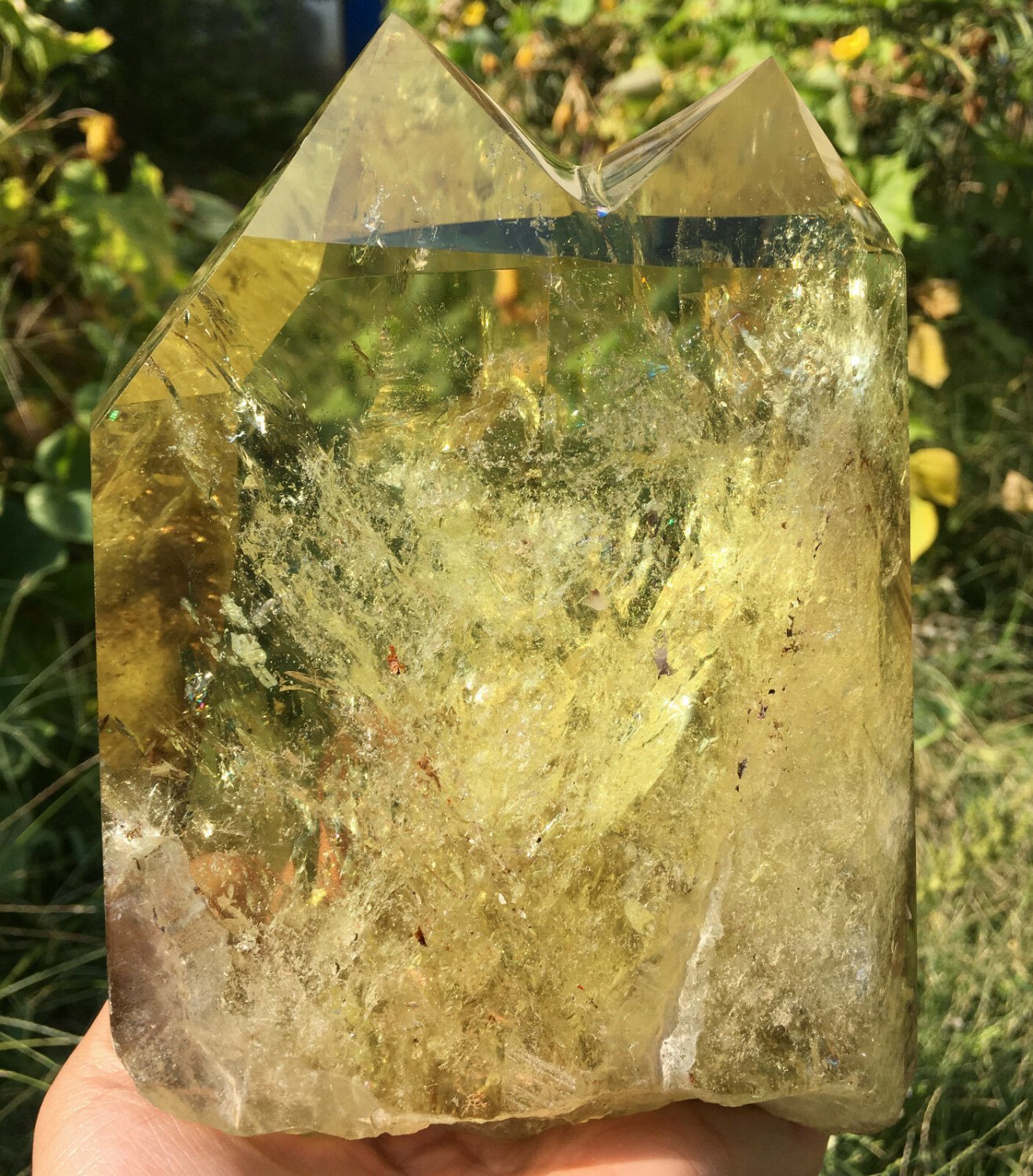 TOP!! Large Natural transparent double-headed citrine crystal quartz tower 1842g