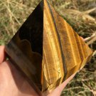 586g Large Natural beautiful tiger's-eye Quartz Crystal Pyramid Healing  #ZH47