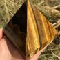 586g Large Natural beautiful tiger's-eye Quartz Crystal Pyramid Healing  #ZH47