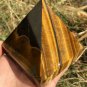 586g Large Natural beautiful tiger's-eye Quartz Crystal Pyramid Healing  #ZH47