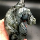 767.9g Natural Labradorite Hand sculpture horse Crystal Rough Polished