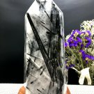 Naturally beautiful Rare Large black Tourmaline Rutilated Quartz point 1761g
