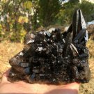 808g Natural beautiful smoky black quartz cluster crystal specimen healing JQ49