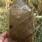 1377g Natural Golden Sun Rutile Quartz Obelisk Crystal Wand Point Healing #ZH34